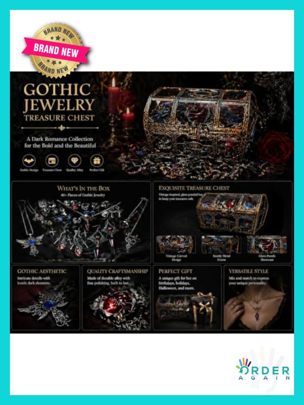 Mystery Jewelry Jar Set 50-55 Pcs Gothic Witchy Y2K Surprise Gift Box for Women - Picture 2 of 6